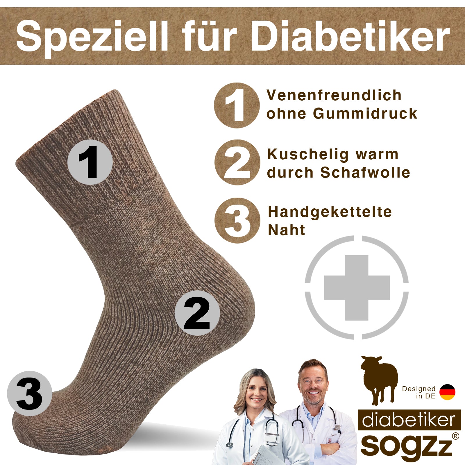 Warme Diabetiker Socken | 2 Paar | Unisex