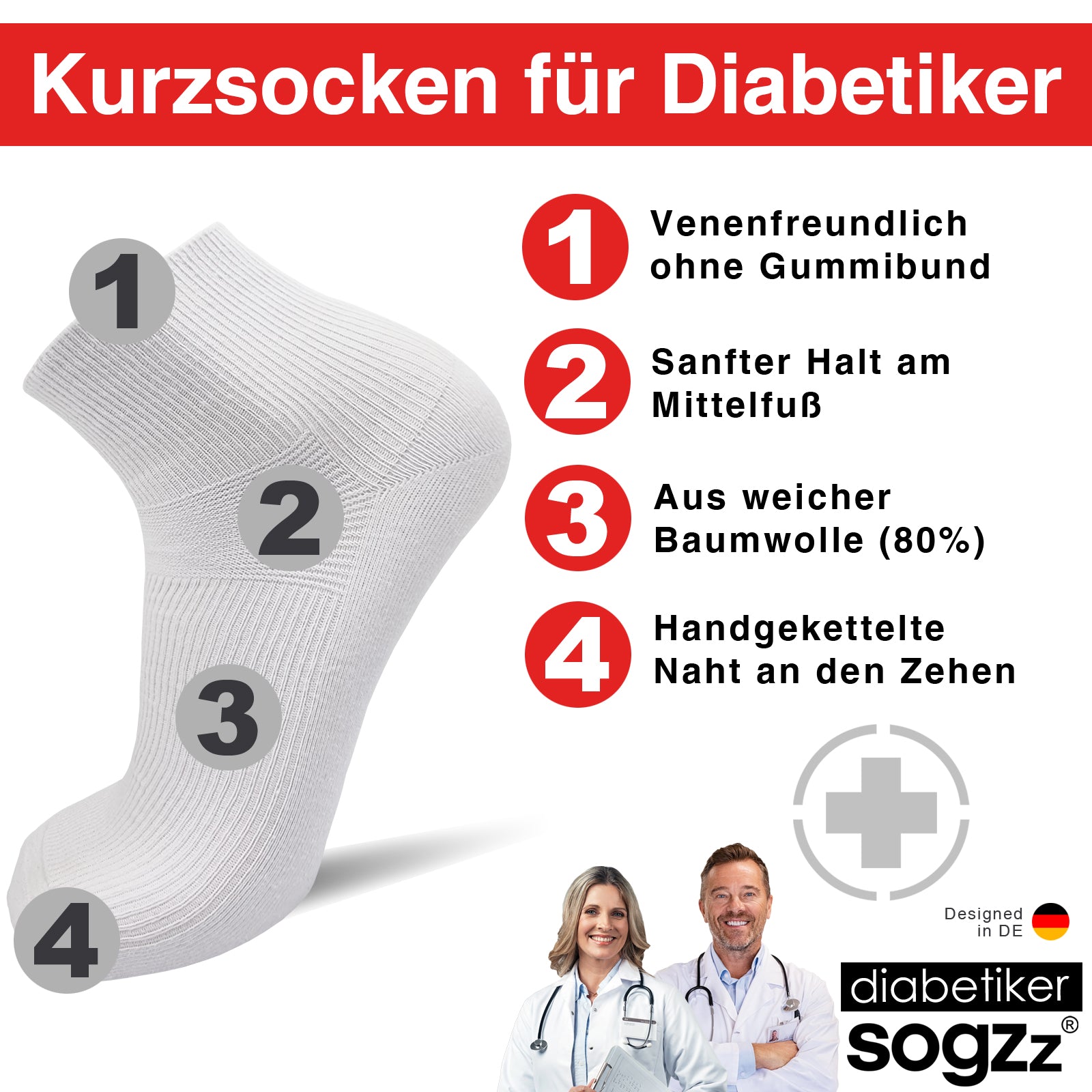 Diabetiker Socken kurz | 6 Paar | Unisex