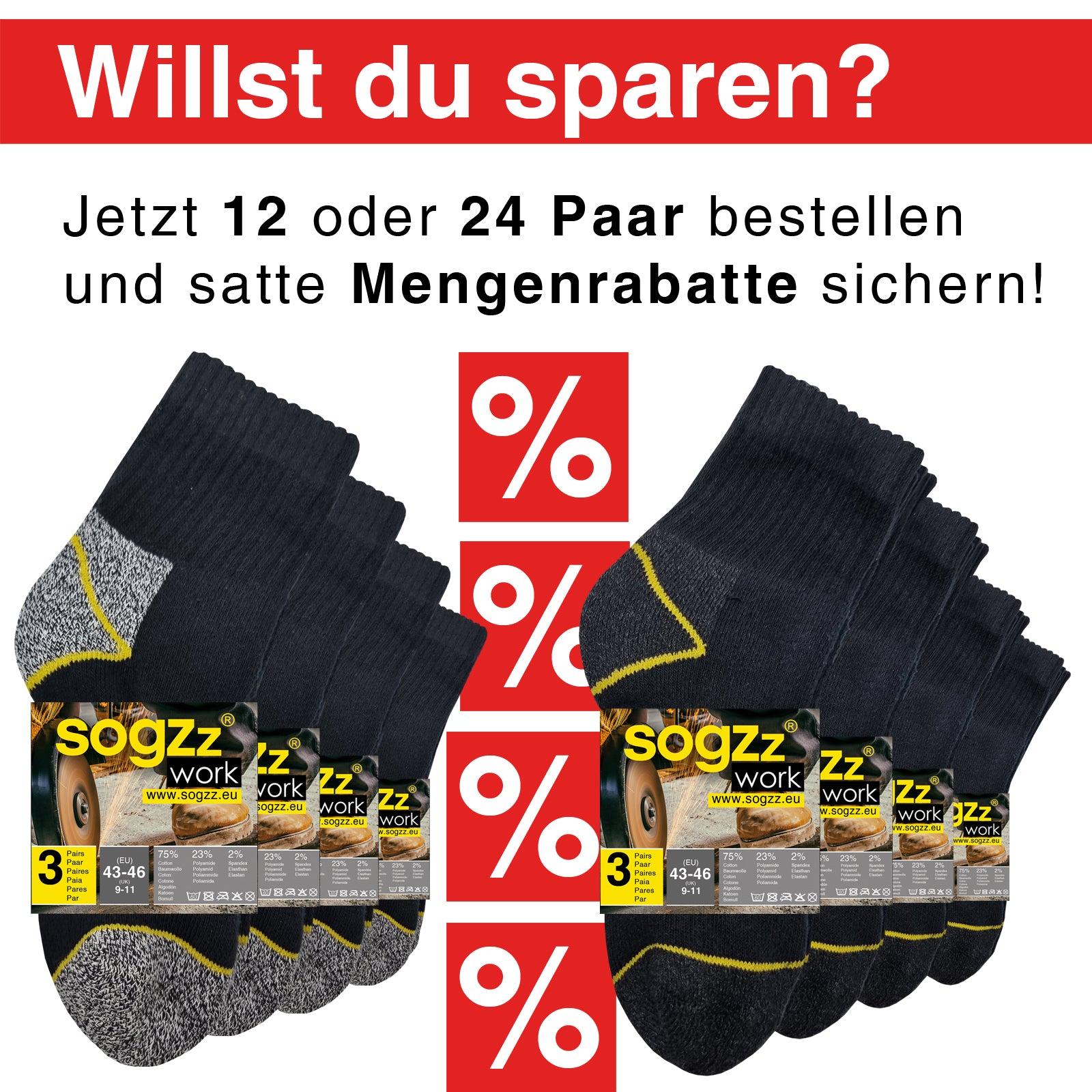 Arbeitssocken halbhoch | 6 Paar | Herren