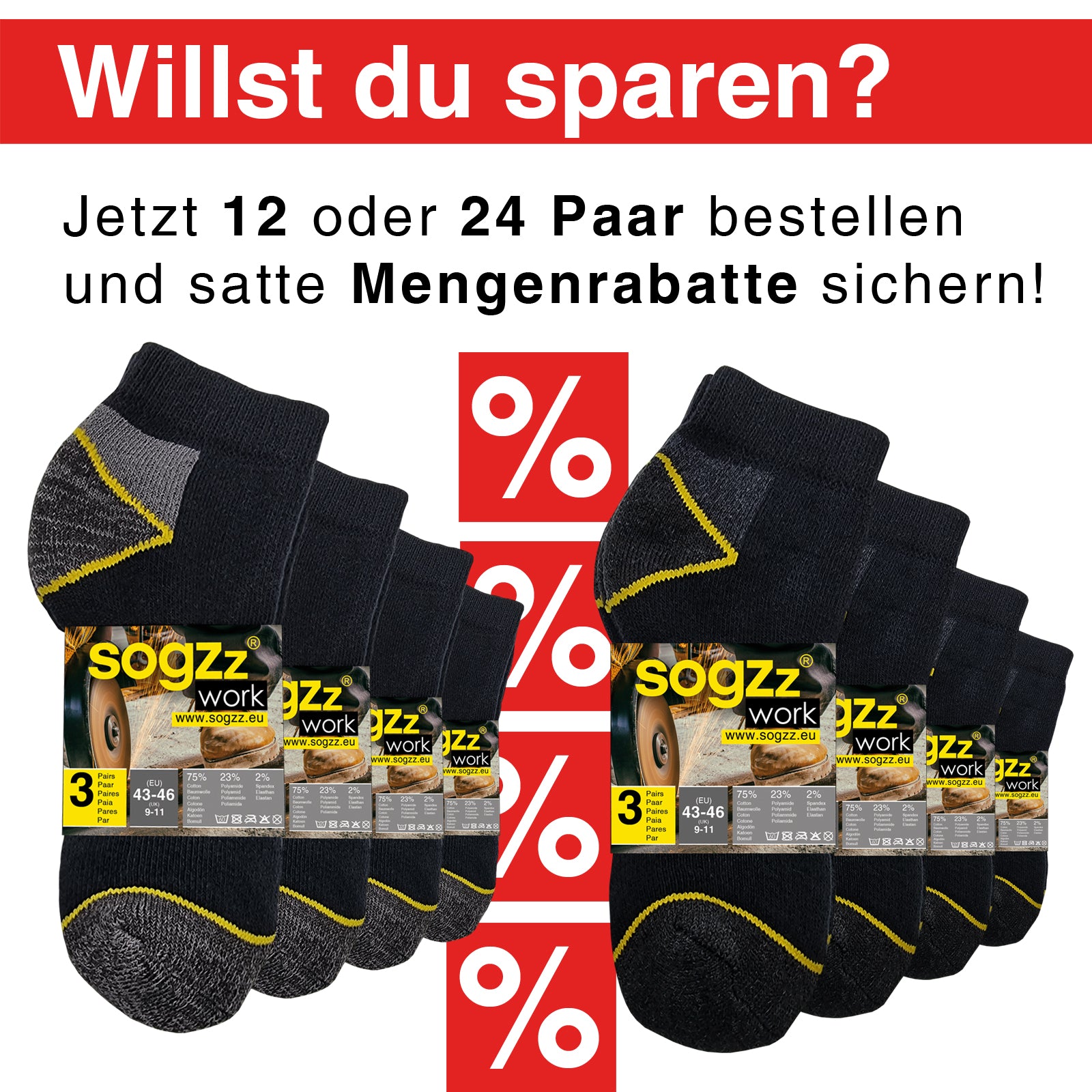 Arbeitssocken kurz | 6 Paar | Herren